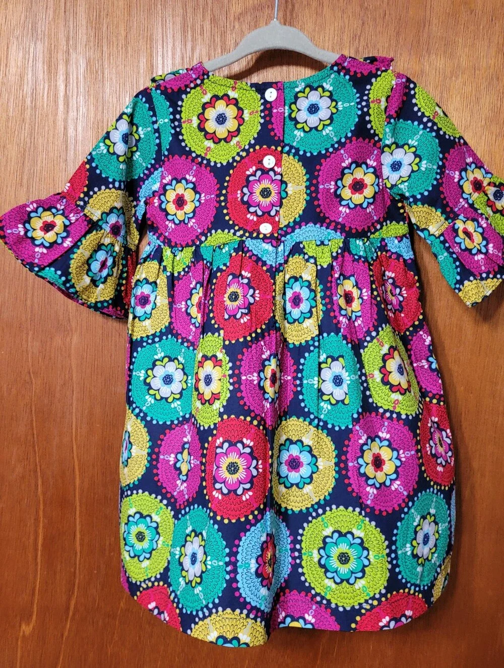 Childs' Colorful Floral Medallion Cotton Dress Size 24 Months (1030)